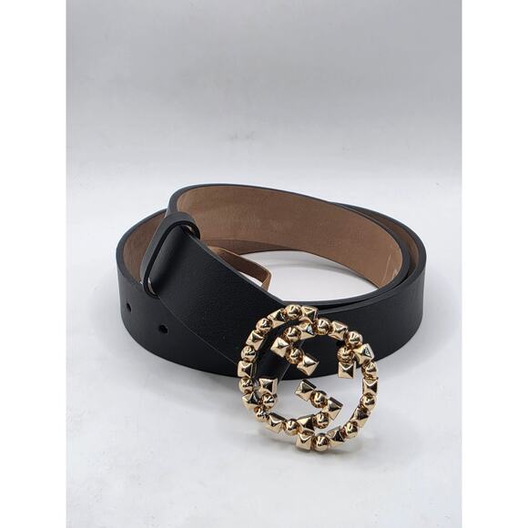 Gucci Black Leather Gold-tone GG Buckle Belt S 80/32 sz main image 8